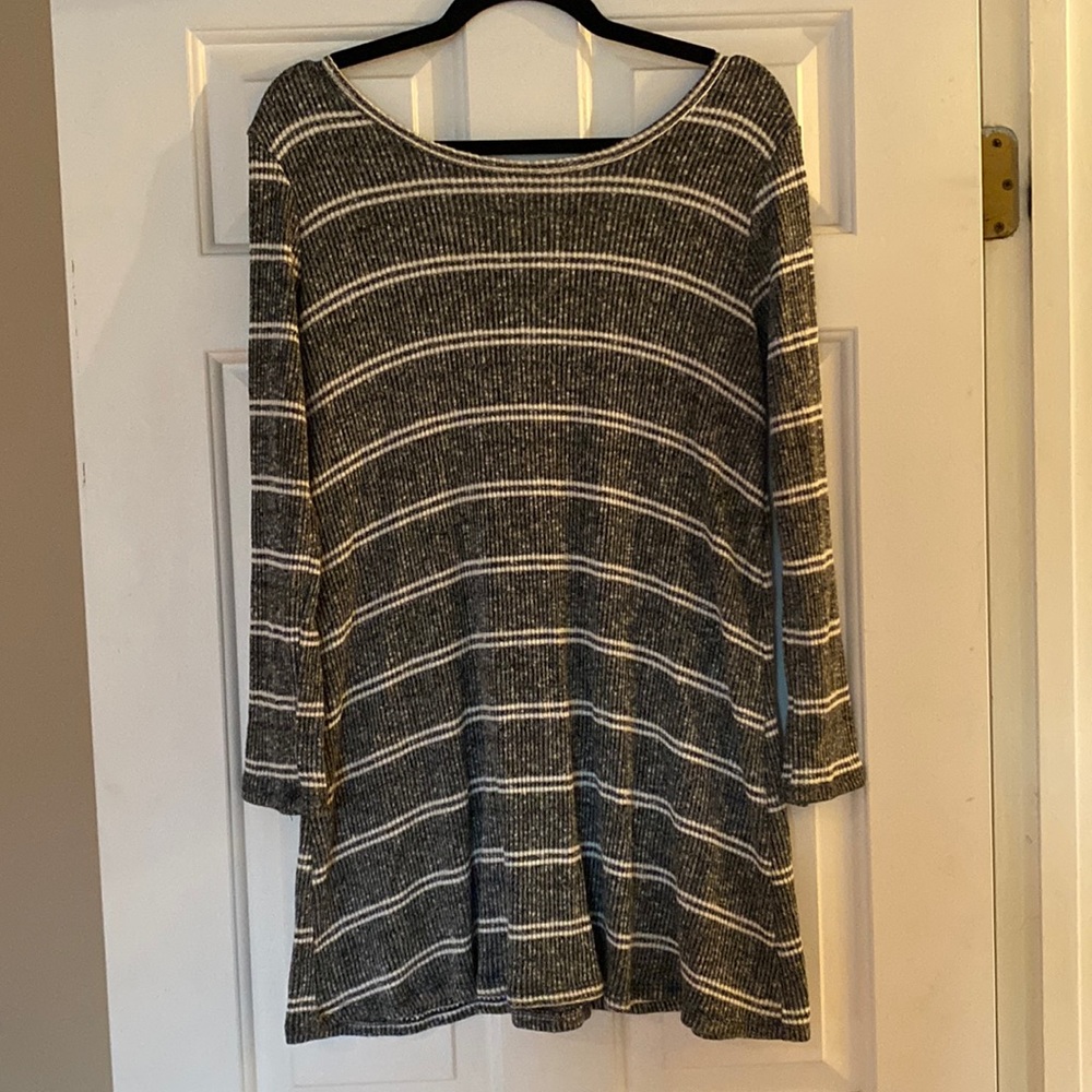 French Grey Lynder Back Detail Knit Dress